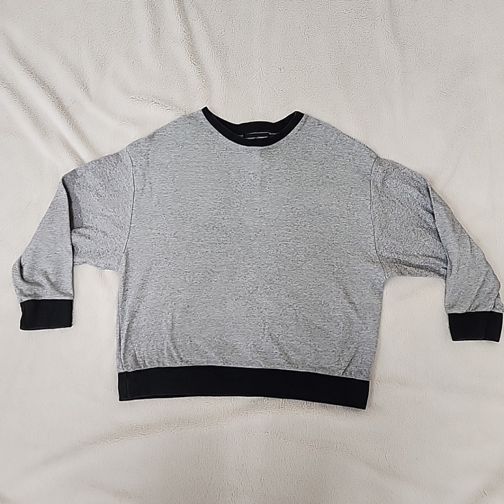 Margaux Lonnberg Paris Cropped Cotton Crew Neck Sweater Black White Size Medium